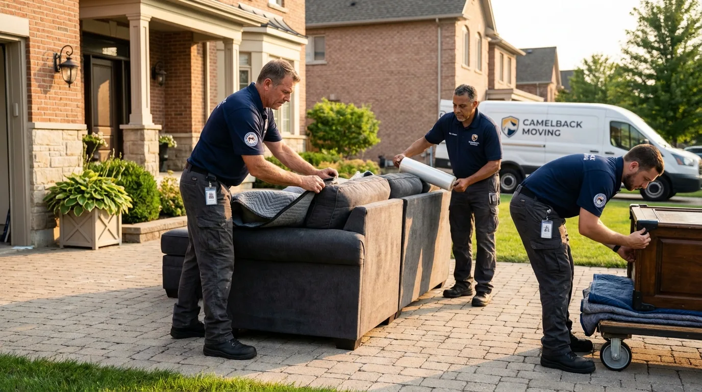 Large estate moving crew wrapping furniture in Carrier Mills, IL