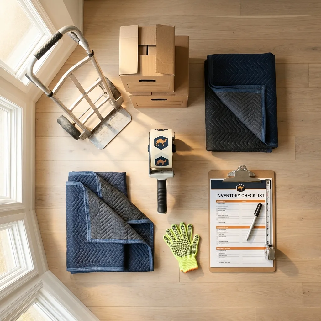 Professional moving supplies and packing materials layout for Carrier Mills residential relocations